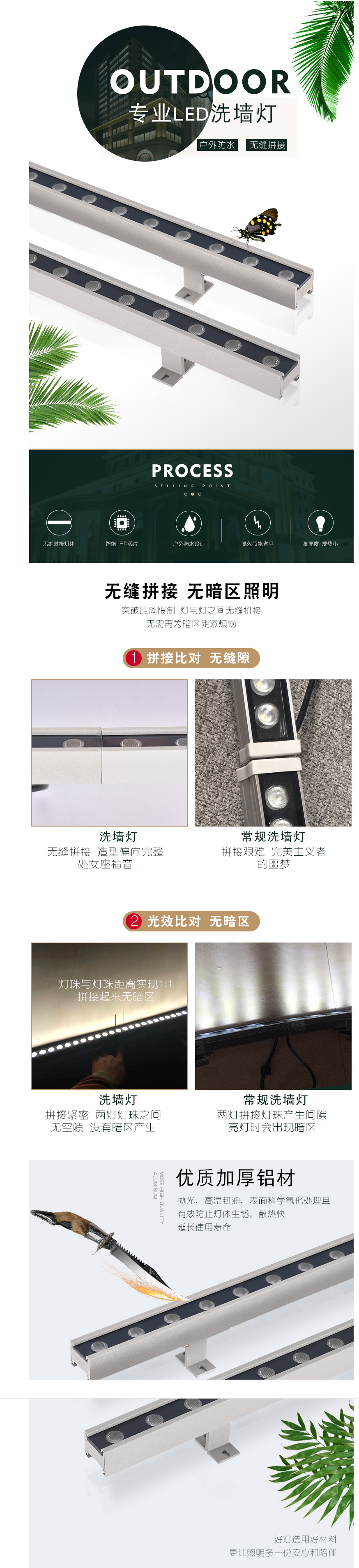 無縫對接，結(jié)構(gòu)防水洗墻燈